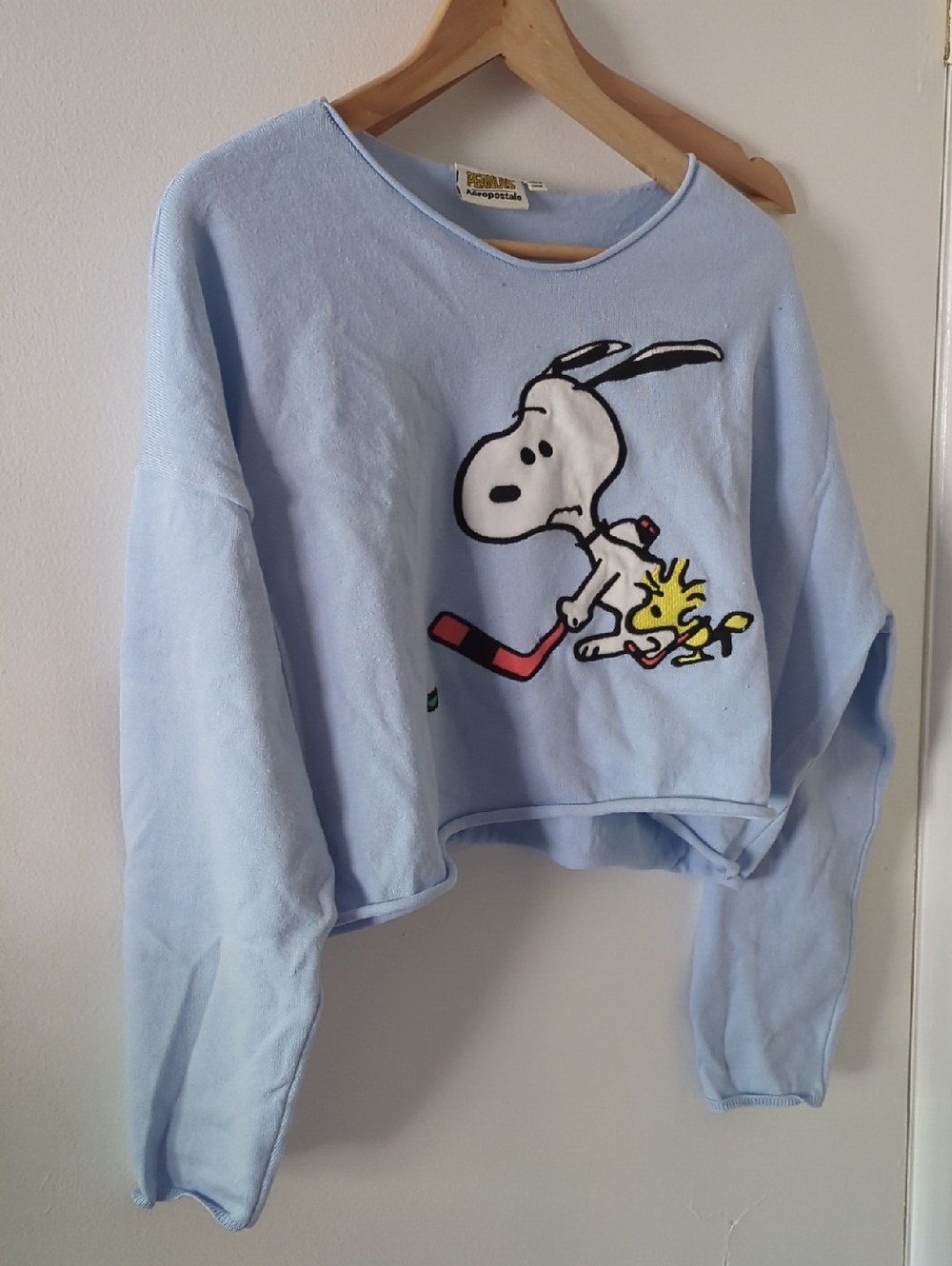 Aeropostale Light Blue Peanuts Label Tee